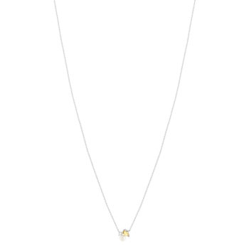 925 silver necklace with Chinese pearl, citrine, and treated white topaz, 45 cm