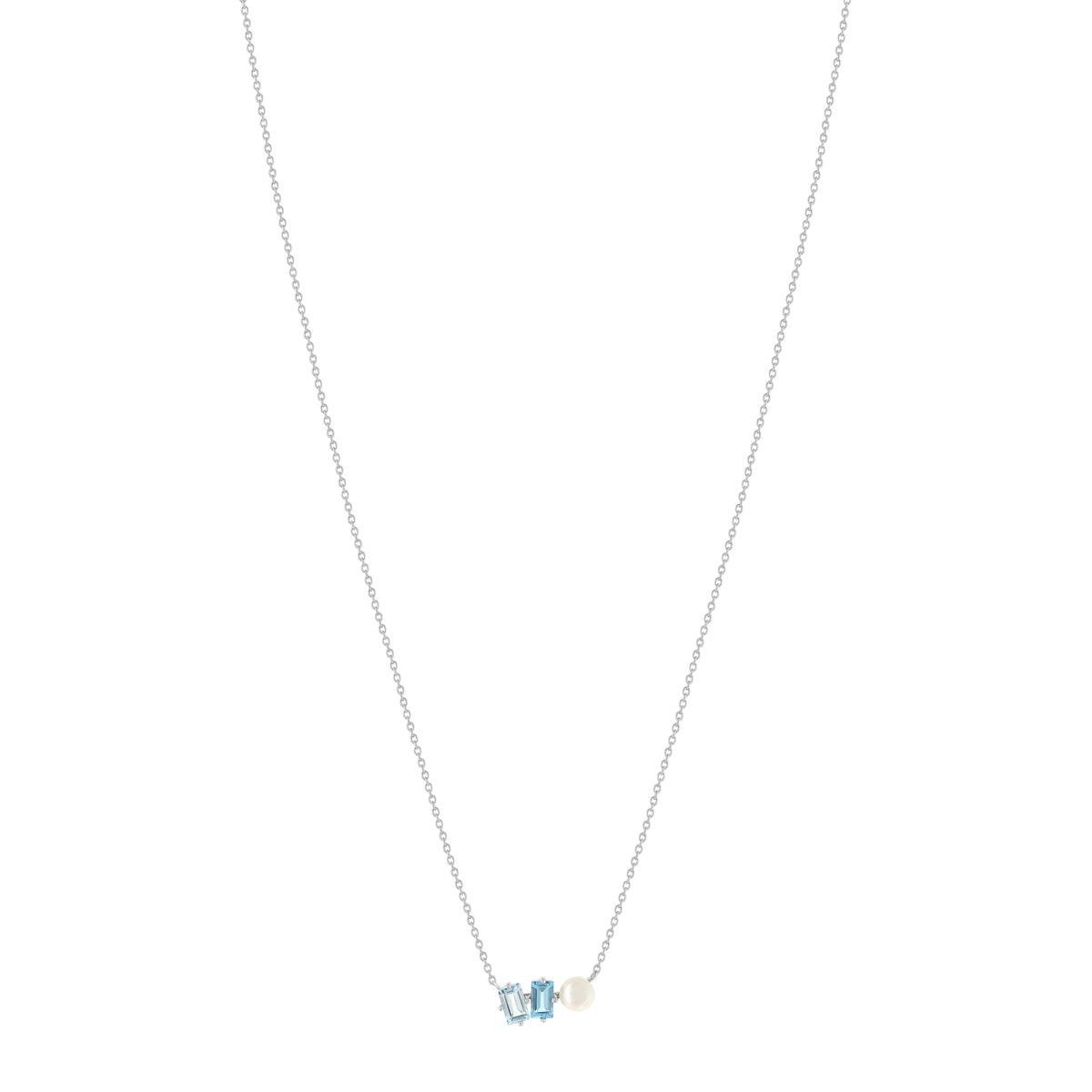 Collier argent 925 perle de Chine et topazes 45cm - vue 2