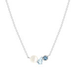 Collier argent 925 perle de Chine et topazes bleues traitées 45cm - vue 1