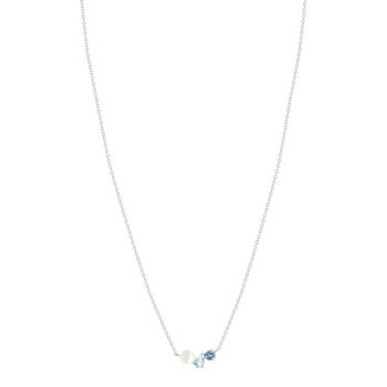 925 zilveren ketting met Chinese parel en behandelde blauwe topaas, 45 cm