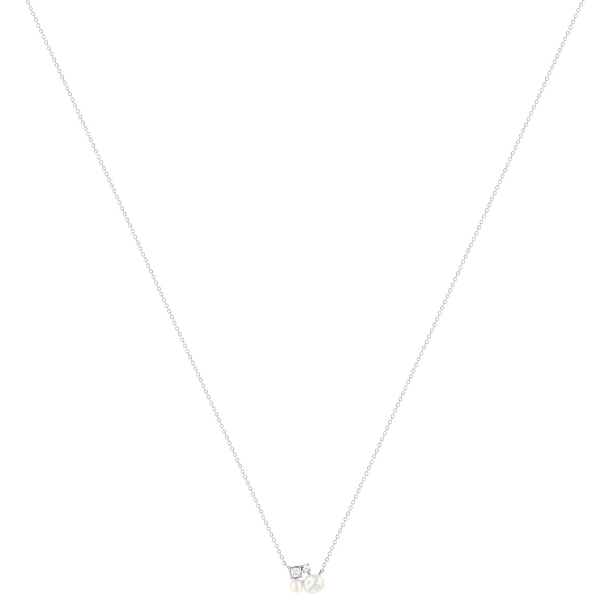 Collier argent 925 perle de Chine et zirconias 45cm - vue 2