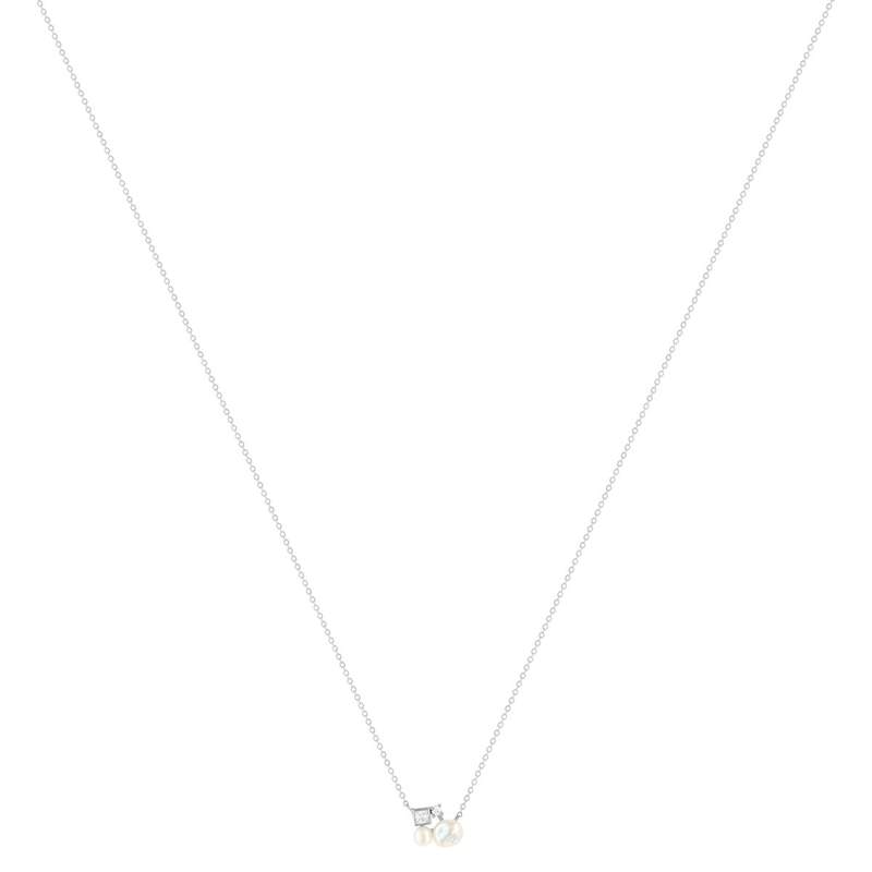 Collier argent 925 perle de Chine et zirconias 45cm - vue 2