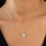 Collier argent 925 perle de Chine et zirconias 45cm - vue porté 1