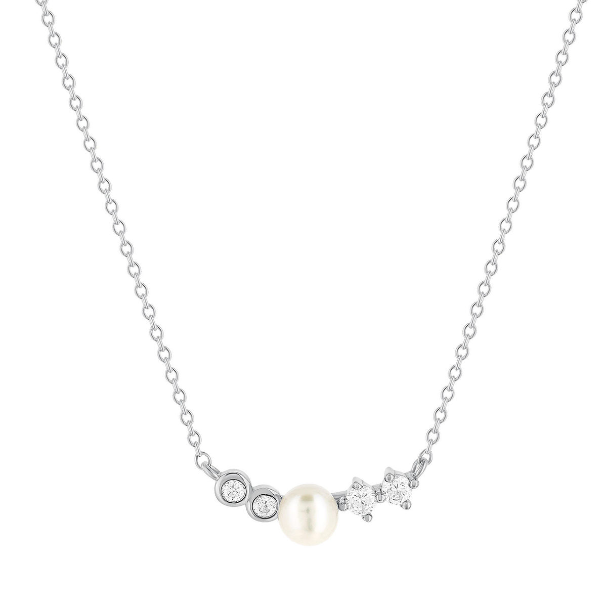 Collier argent 925 perle de Chine et zirconias 45cm