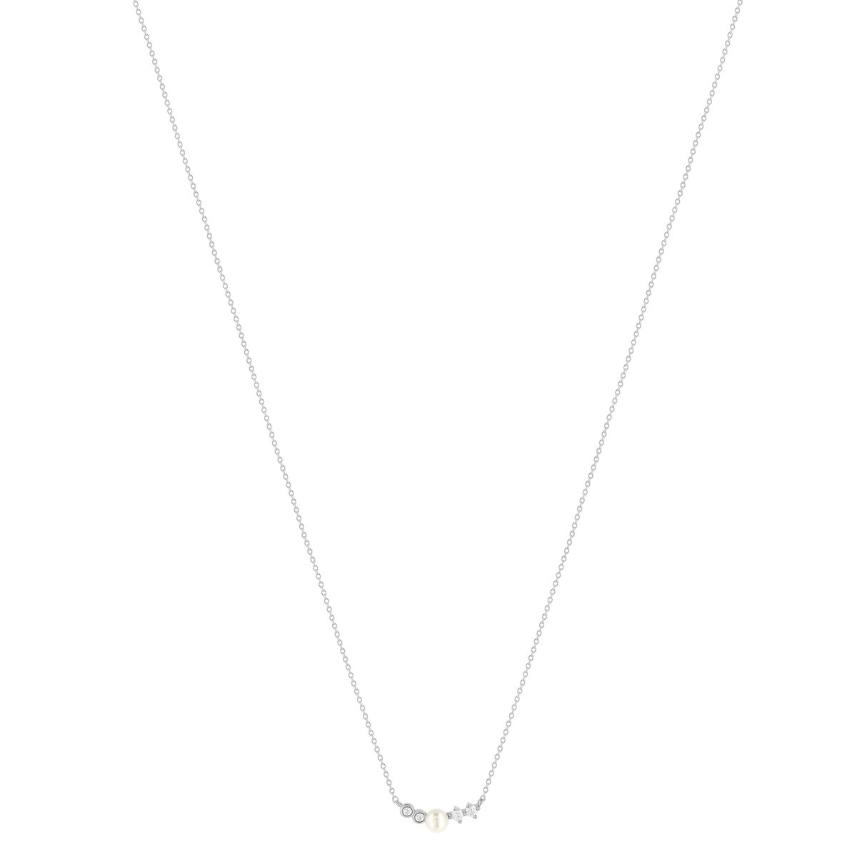 Collier argent 925 perle de Chine et zirconias 45cm - vue 2