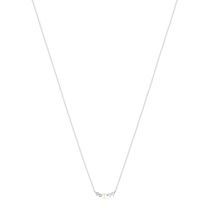 Collier argent 925 perle de Chine et zirconias 45cm - vue 2