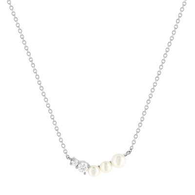 925 silver necklace with Chinese pearls and zirconias 45cm