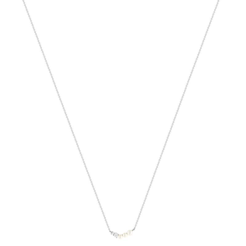 Collier argent 925 perles de Chine et zirconias 45cm - vue 2