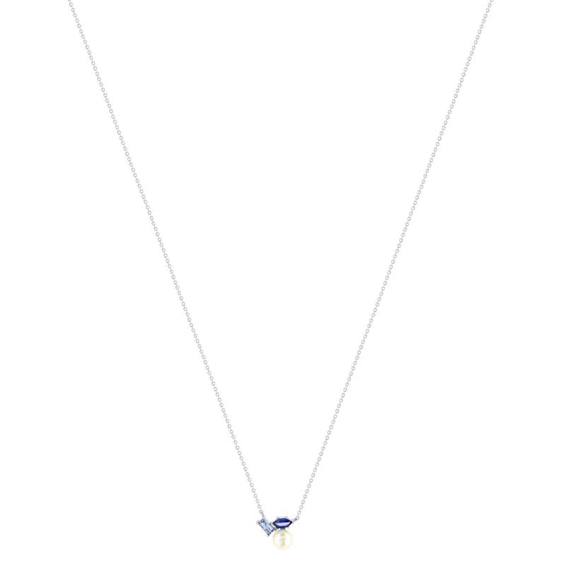 Collier argent 925 perle de Chine pierres imitation et ziconias 45cm - vue 2