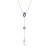 Collier argent 925 perle de Chine pierres imitation et zirconias 45cm - vue V1