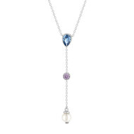 Collier argent 925 perle de Chine pierres imitation et zirconias 45cm