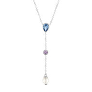 Collier argent 925 perle de Chine spinelle et zirconias 45cm