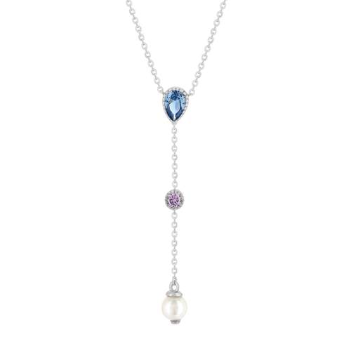 Collier argent 925 perle de Chine pierres imitation et zirconias 45cm