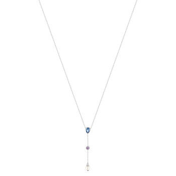 Collier argent 925 perle de Chine pierres imitation et zirconias 45cm