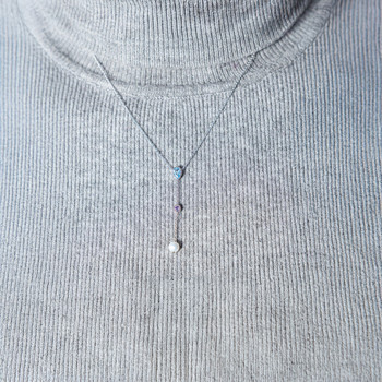 Collier argent 925 perle de Chine pierres imitation et zirconias 45cm