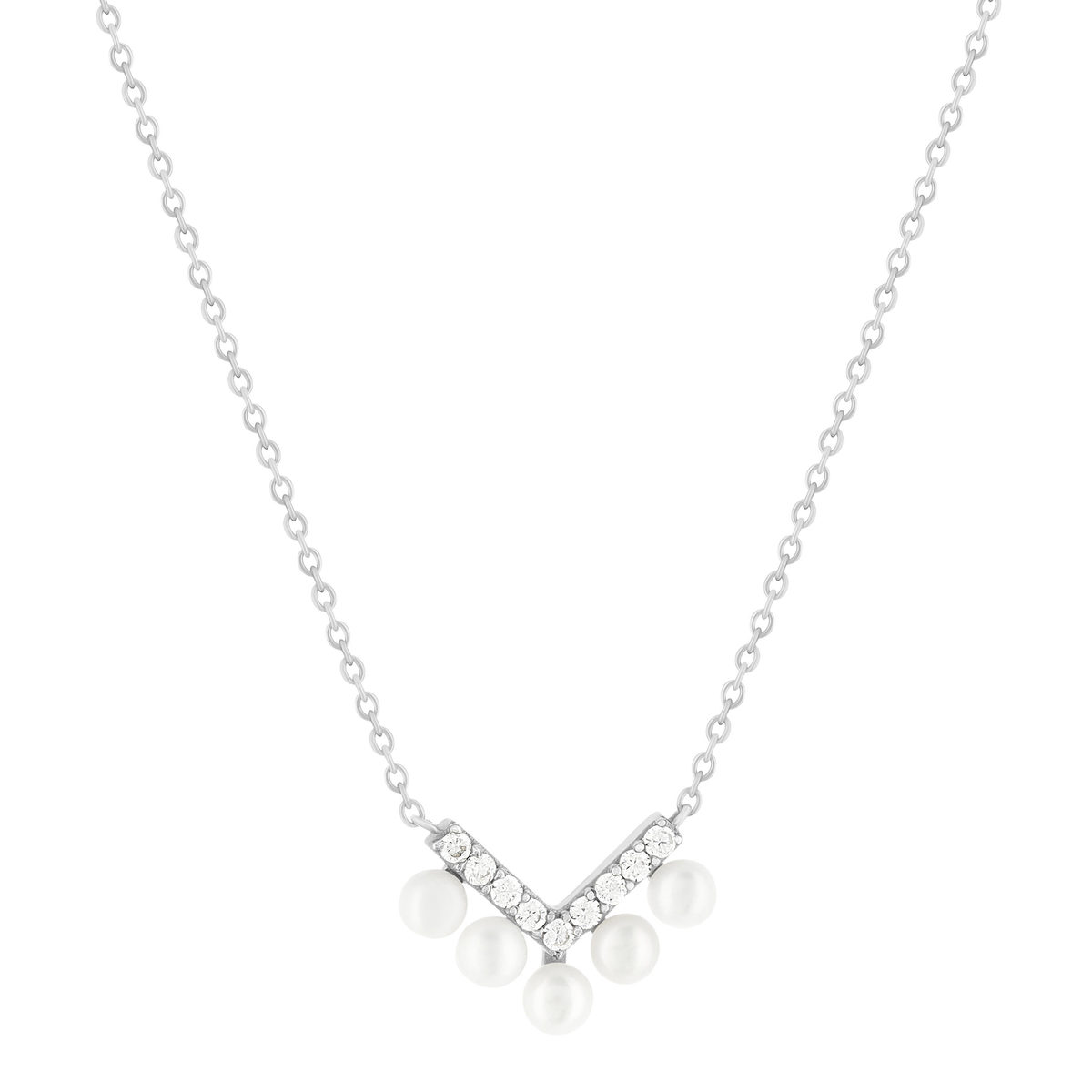 Collier argent 925 perle de Chine et zirconias 45cm