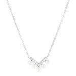 Collier argent 925 perle de Chine et zirconias 45cm - vue 1
