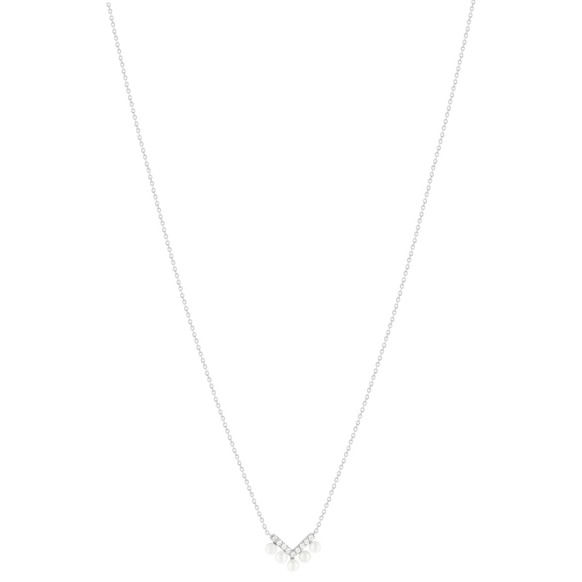 Collier argent 925 perle de Chine et zirconias 45cm - vue 2