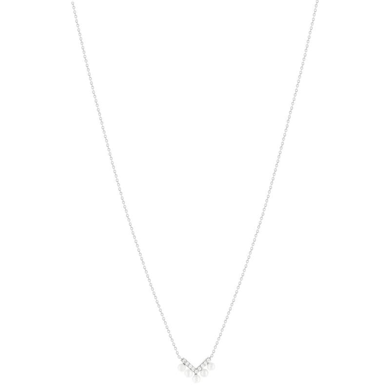 Collier argent 925 perle de Chine et zirconias 45cm - vue 2