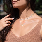 Collier argent 925 perle de Chine et zirconias 45cm - vue porté 1