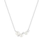 Collier argent 925 perles de Chine et zirconias 45cm - vue 1
