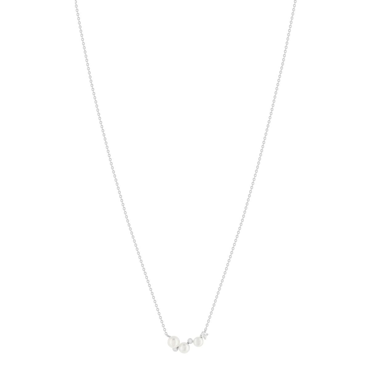 Collier argent 925 perles de Chine et zirconias 45cm - vue 2