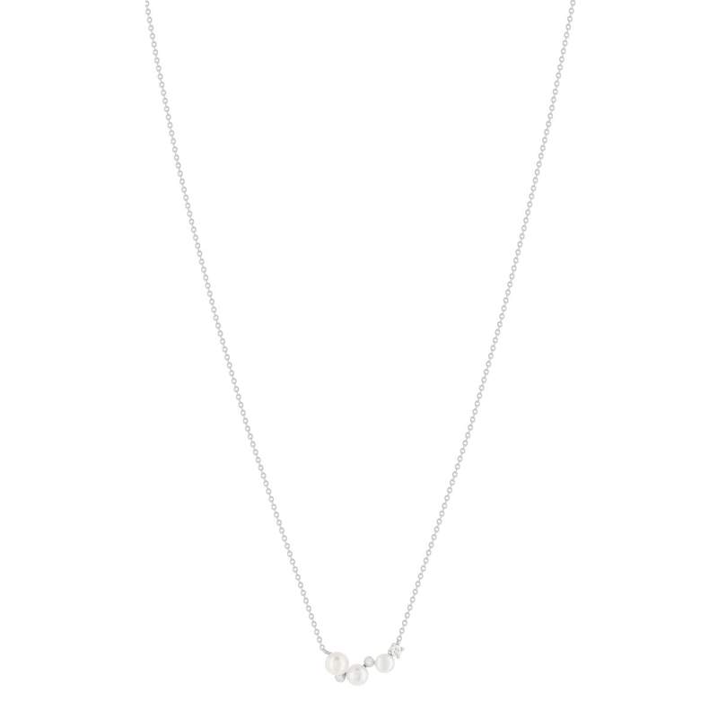 Collier argent 925 perles de Chine et zirconias 45cm - vue 2