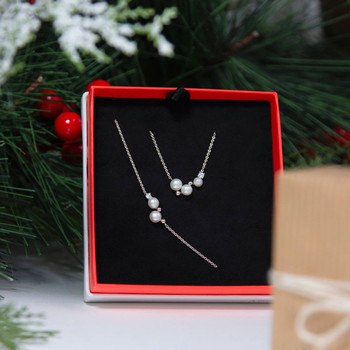 Collier argent 925 perles de Chine et zirconias 45cm