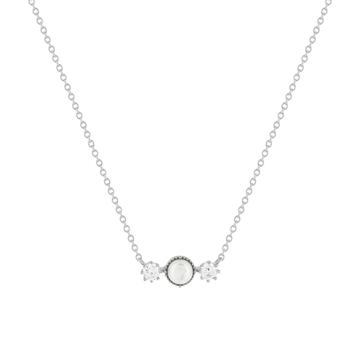 Collier argent 925 perles de Chine et zirconias 45cm