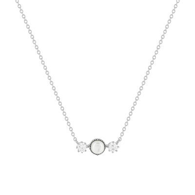 Collier argent 925 perles de Chine et zirconias 45cm