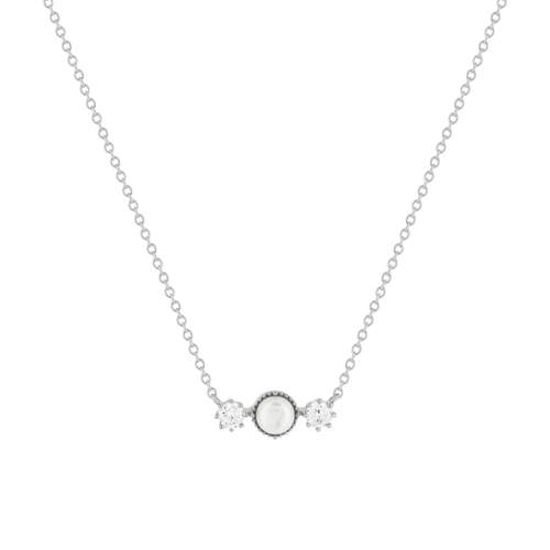 Collier argent 925 perles de Chine et zirconias 45cm