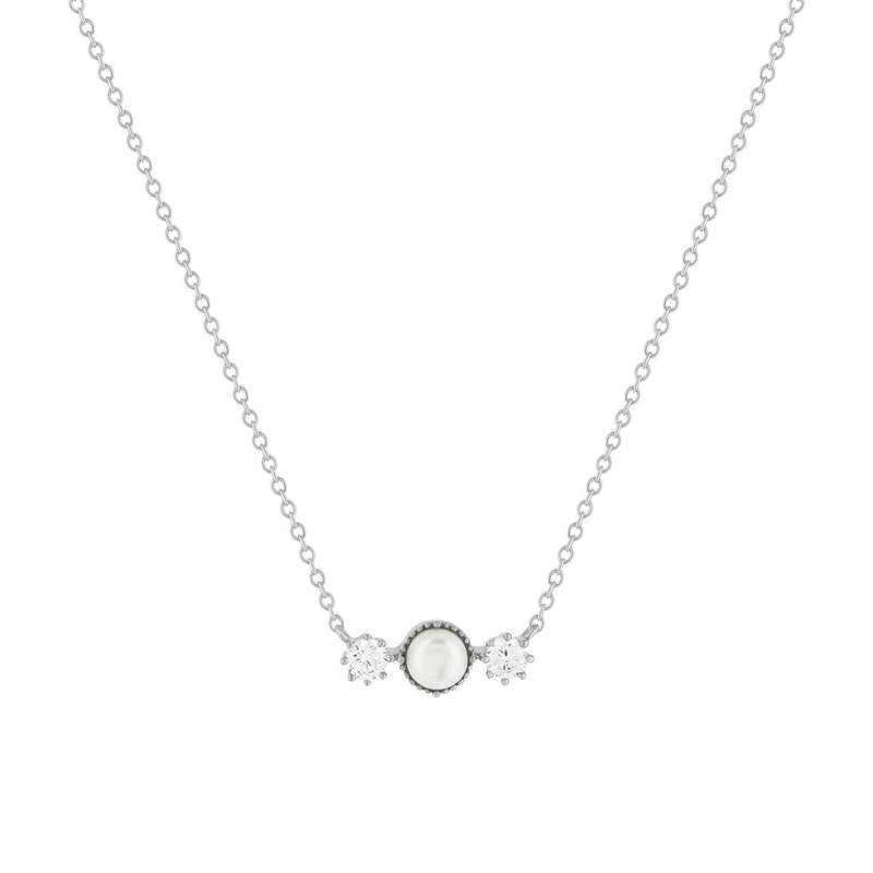 Collier argent 925 perles de Chine et zirconias 45cm - vue 1