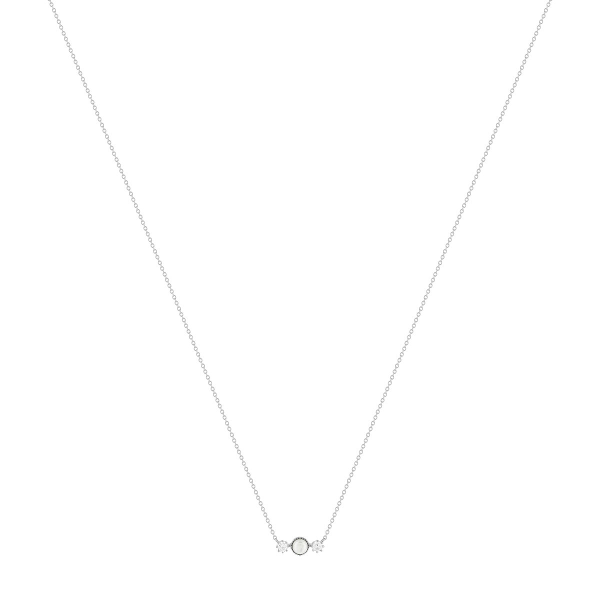 Collier argent 925 perles de Chine et zirconias 45cm - vue 2