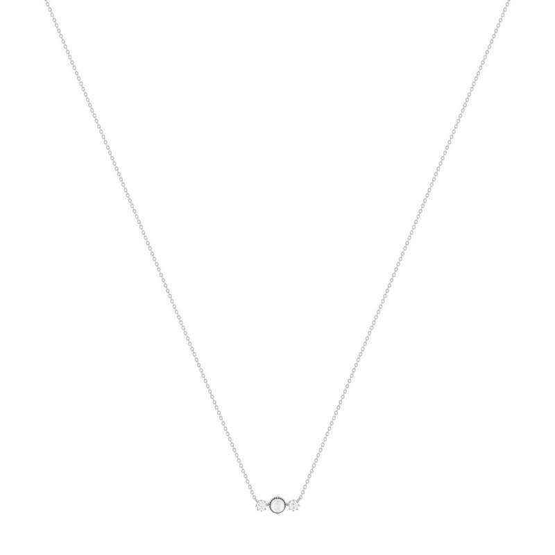 Collier argent 925 perles de Chine et zirconias 45cm - vue 2