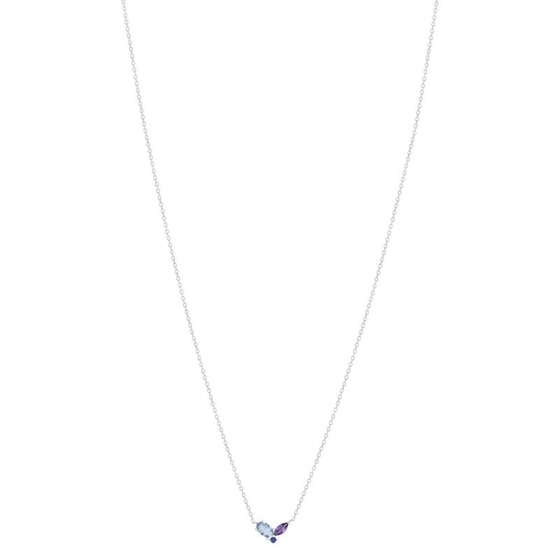 Collier argent 925 pierres synthétiques bleues et zirconias 45cm - vue 2