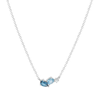 Collier argent 925 topazes bleues traitées 45cm