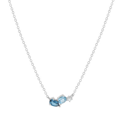 Collier argent 925 topazes bleues traitées 45cm - vue 1