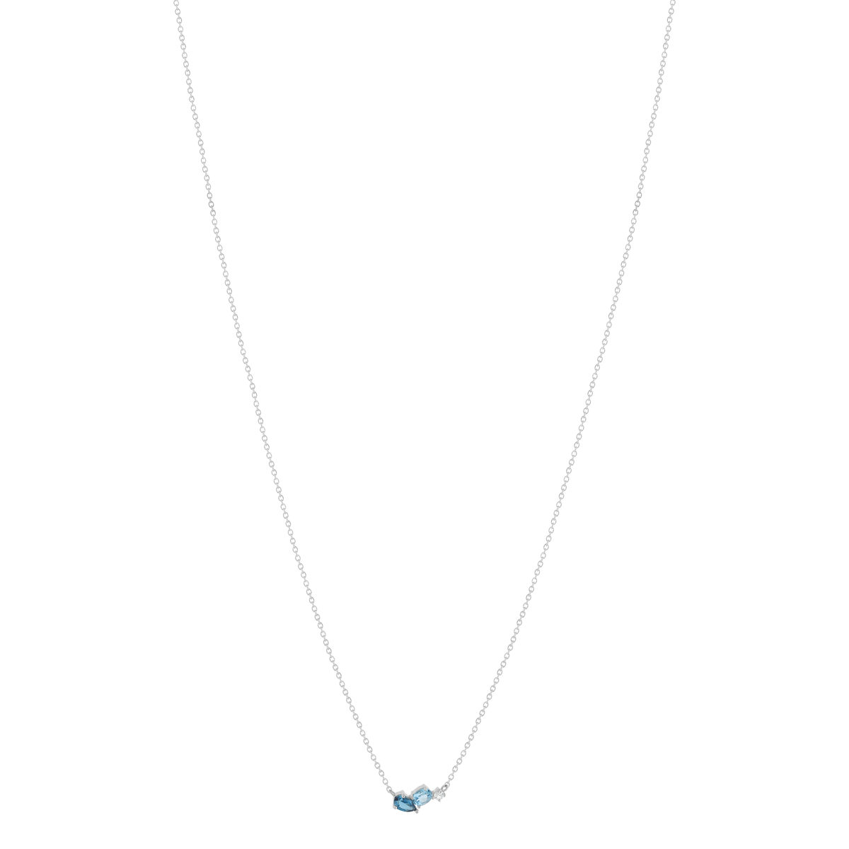 Collier argent 925 topazes bleues traitées 45cm - vue 2