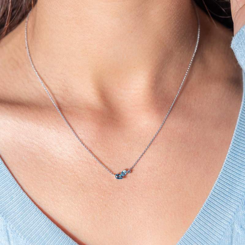 Collier argent 925 topazes 45cm - vue porté 1