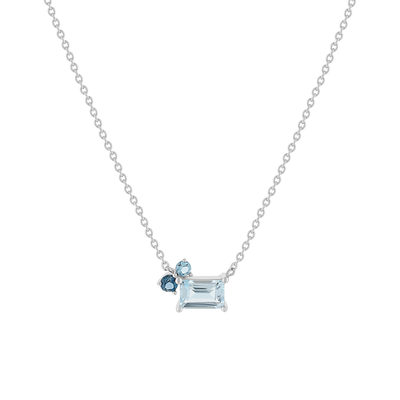 925 zilveren ketting met behandelde blauwe topaas, 45 cm