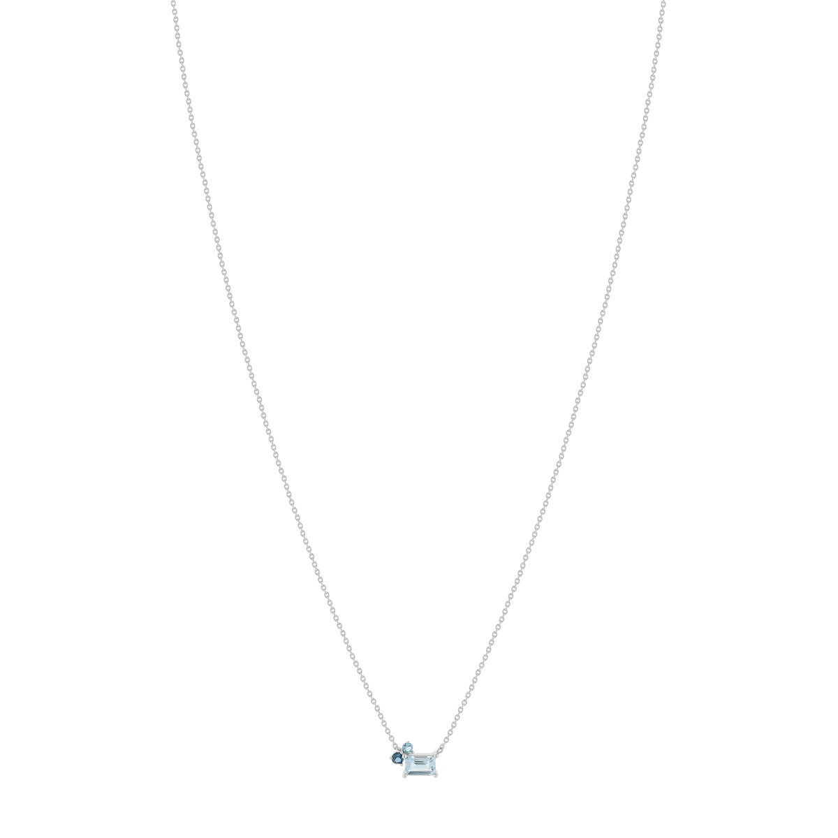 925 zilveren ketting met behandelde blauwe topaas, 45 cm - afbeelding 2