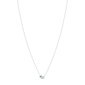 925 zilveren ketting met behandelde blauwe topaas, 45 cm