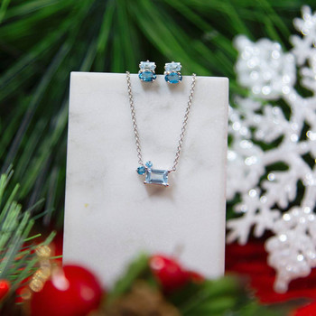 925 zilveren ketting met behandelde blauwe topaas, 45 cm