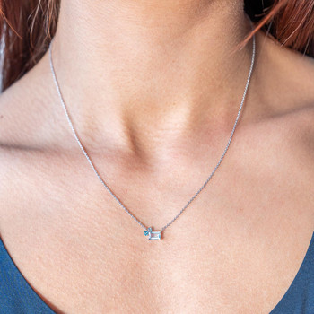 925 zilveren ketting met behandelde blauwe topaas, 45 cm