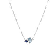 Collier argent 925 pierres imitation et pierre synthétique bleue et zirconias 45cm