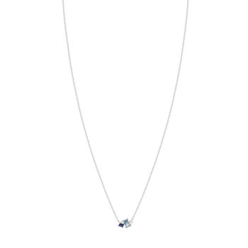 Collier argent 925 pierres imitation et pierre synthétique bleue et zirconias 45cm