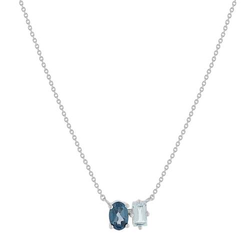 Collier argent 925 topazes bleues traitées 45cm