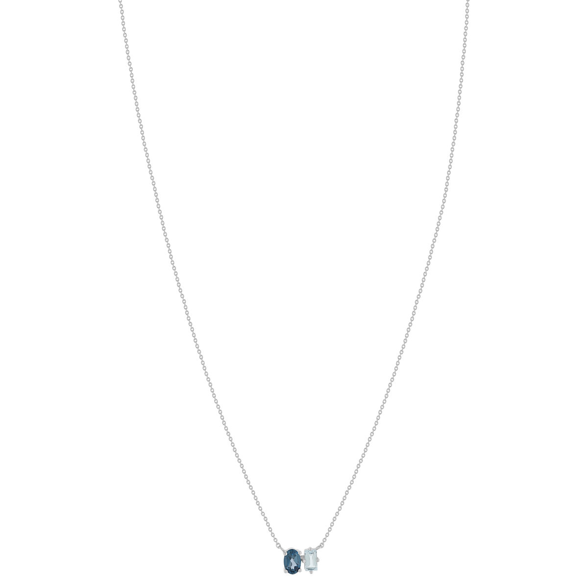 Collier argent 925 topazes bleues traitées 45cm - vue 2
