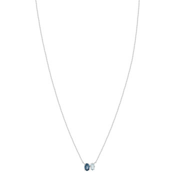925 Silver Necklace with Treated Blue Topaz, 45 cm