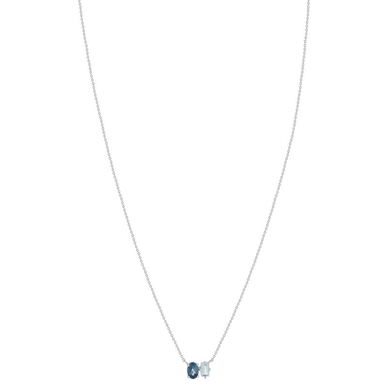 Collier argent 925 topazes bleues traitées 45cm - vue 2